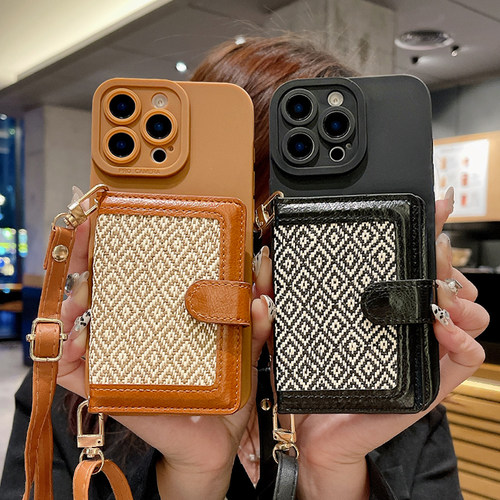 高档侧开零钱卡包适用苹果18Promax手机壳iPhone17Pro新款IP16镜头全包15斜跨14背带式13保护套防摔18Pro女款