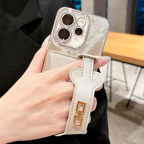 银色侧开腕带卡包适用OPPOReno16手机壳Reno15斜跨背包式Reno14Pro镜头全包13保护套12防摔11外壳10高级感女