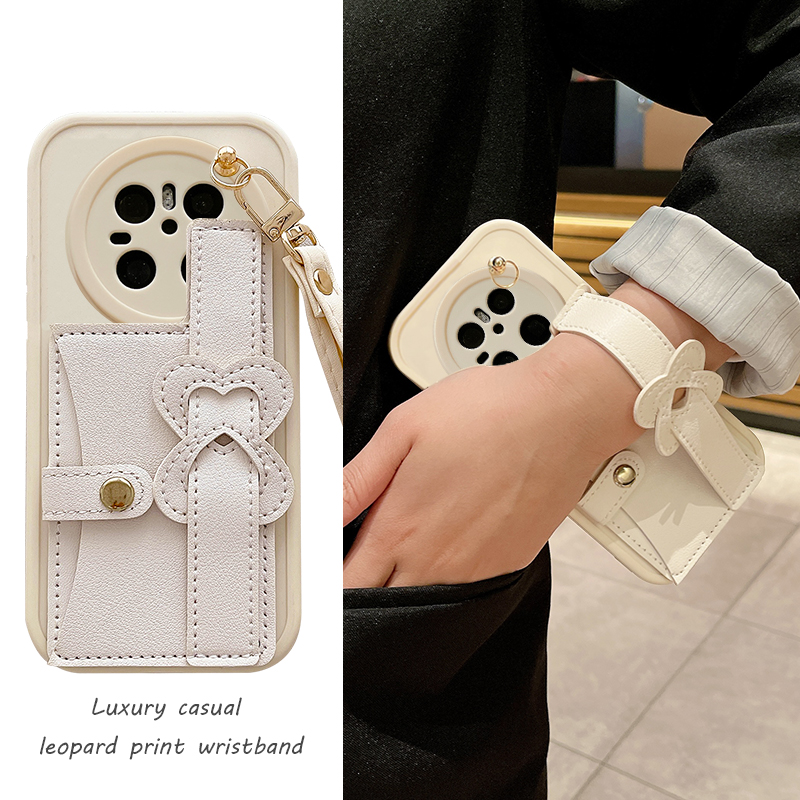 爱心腕带零钱卡包适用于华为mate70手机壳mate60Pro保护套mete50镜头全包mt40软壳防摔美特30女简约Por高级感