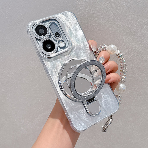 羽纱闪粉补妆镜支架适用OPPOReno14手机壳OPPOReno15新款Reno13保护套12镜头膜11全包防摔10高级感9女款8外壳