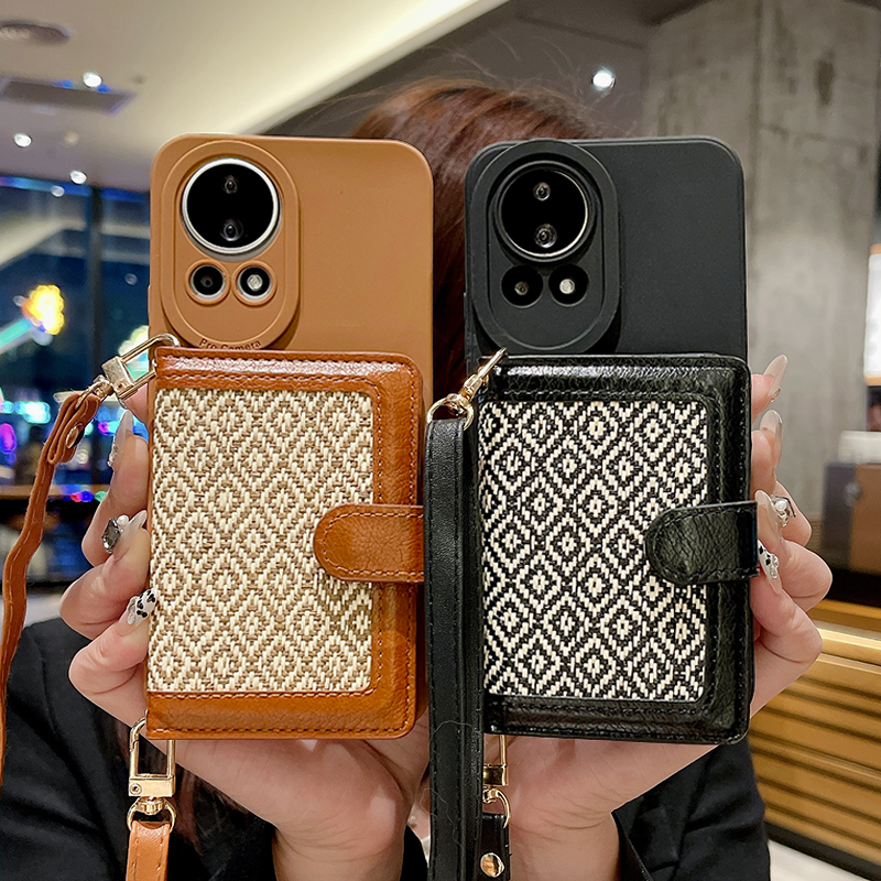 高档侧开零钱卡包适用于华为nova13手机壳nova14保护套nove12Pro软壳全包11斜跨10背带式9简约8高级感7女防摔