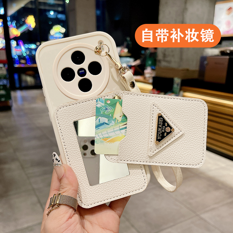 潮牌补妆镜卡包适用于vivoX200手机壳vivoX300Pro新款X100S软壳全包X90化妆镜X80高级感X70女X60防摔X50外壳