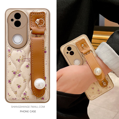 波浪玫瑰花珍珠腕带适用于vivoS30手机壳vivoS20保护套S19Pro立体皮纹S18斜跨背带S30镜头全包mini防摔外壳女