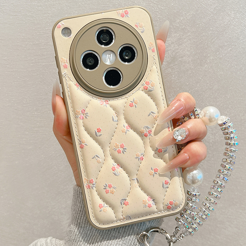 立体波浪小碎花适用OPPOfindx8手机壳OPPOfindx9新款皮质findx7Pro小香风高级感x8s+镜头全包X8ultra防摔x6女