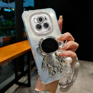 羽纱银色太空人支架适用于华为荣耀magic6手机壳magic6Pro保护套5全包镜头膜4高级感X60i宇航员x50防摔外壳女