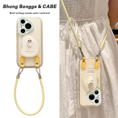 多巴胺小怪兽支架适用于华为Pura80手机壳P70Pro新款果冻网红P60可手提P40斜跨背带Pro+镜头全包高级感防摔女