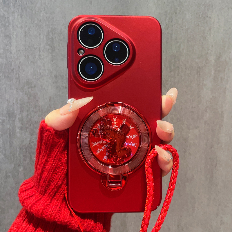 2026马年新款旋转支架适用华为Pura80手机壳P70Pro新年中国红P80Ultra磨砂防滑P60硬壳P50超薄P40外壳P30全包