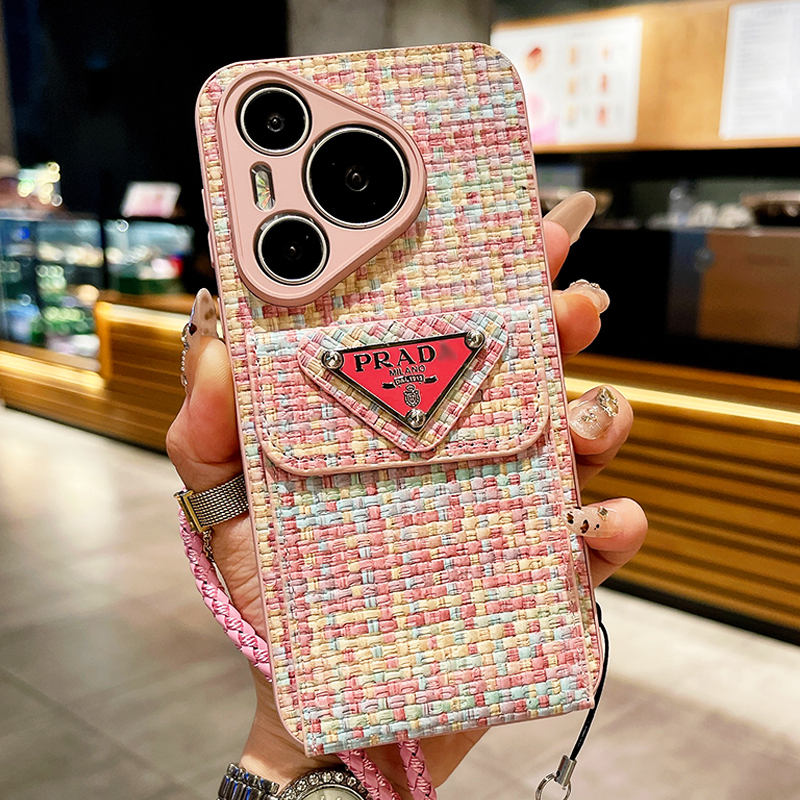 编织皮纹卡包适用于华为P80Pro手机壳Pura70硅胶保护套P60镜头全包P50简约防摔P40新款外壳P30女款P70Ultra潮