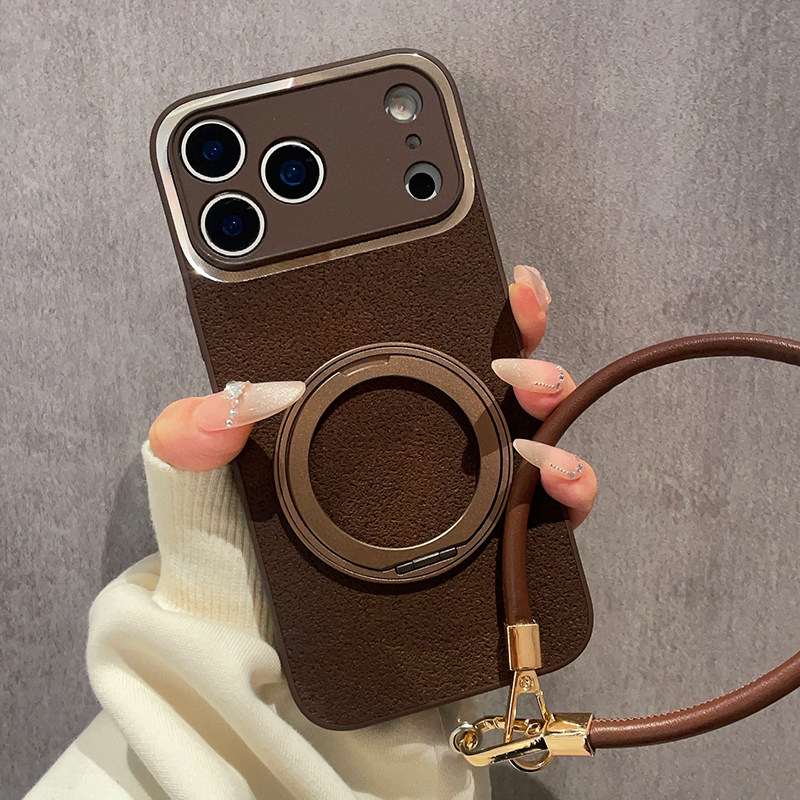 月坑纹皮质深咖色适用苹果17Promax手机壳iPhone16Pro新款360度旋转金属支架15保护套14复古13高级感12全包11,3C数码配件,手机保护套/壳,淘宝优惠券,粉丝福利购,淘宝优惠卷