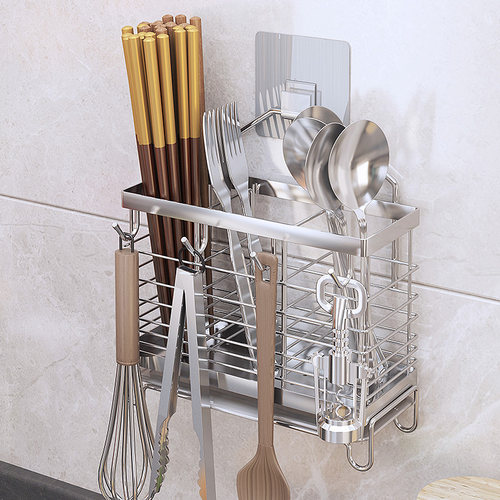 免打孔壁挂沥水筷子筒筷笼带挂钩