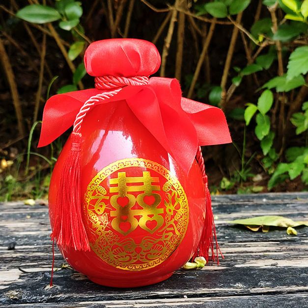 婚庆酒瓶空瓶仿瓷玻璃1斤装白酒米酒原浆酒瓶订制空瓶套装包邮