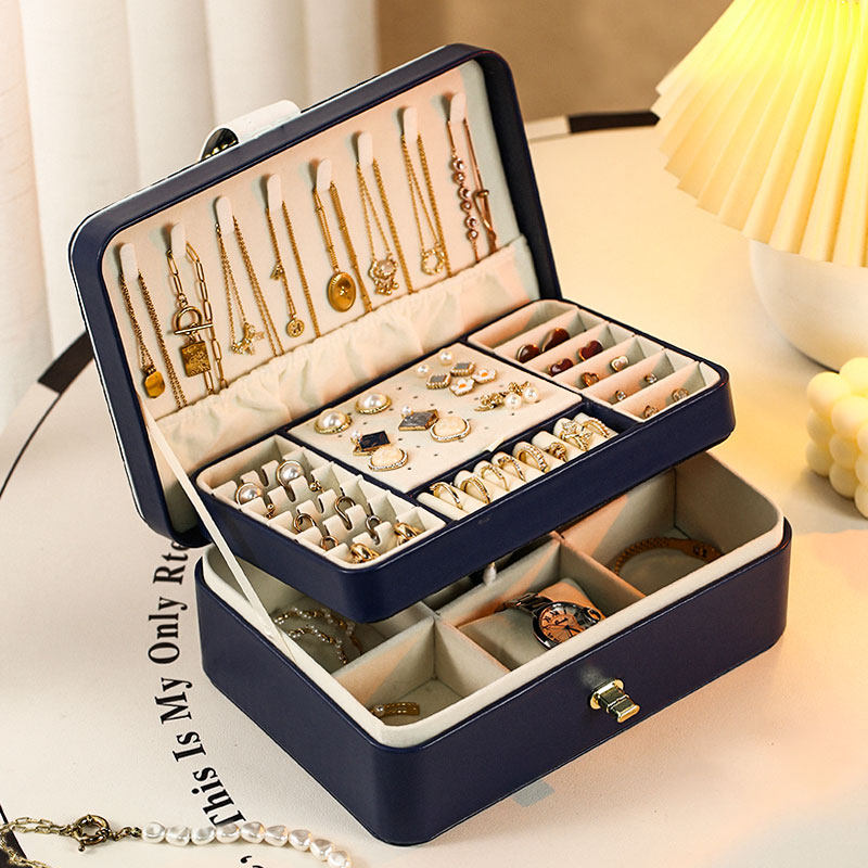 高档首饰盒项链耳钉耳环耳饰精致手表饰品戒指珠宝多层皮质收纳盒,收纳整理,首饰盒,淘宝优惠券,粉丝福利购,淘宝优惠卷