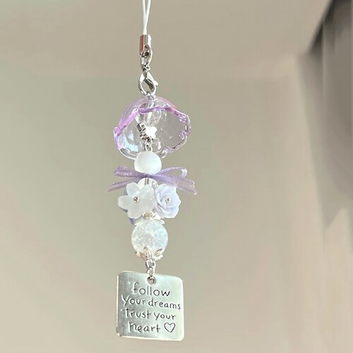 紫色精灵水母风铃ins风手机链