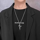潮轻奢小众高级设计感男士 钛钢项链玫瑰十字架项链男女款 复古吊坠