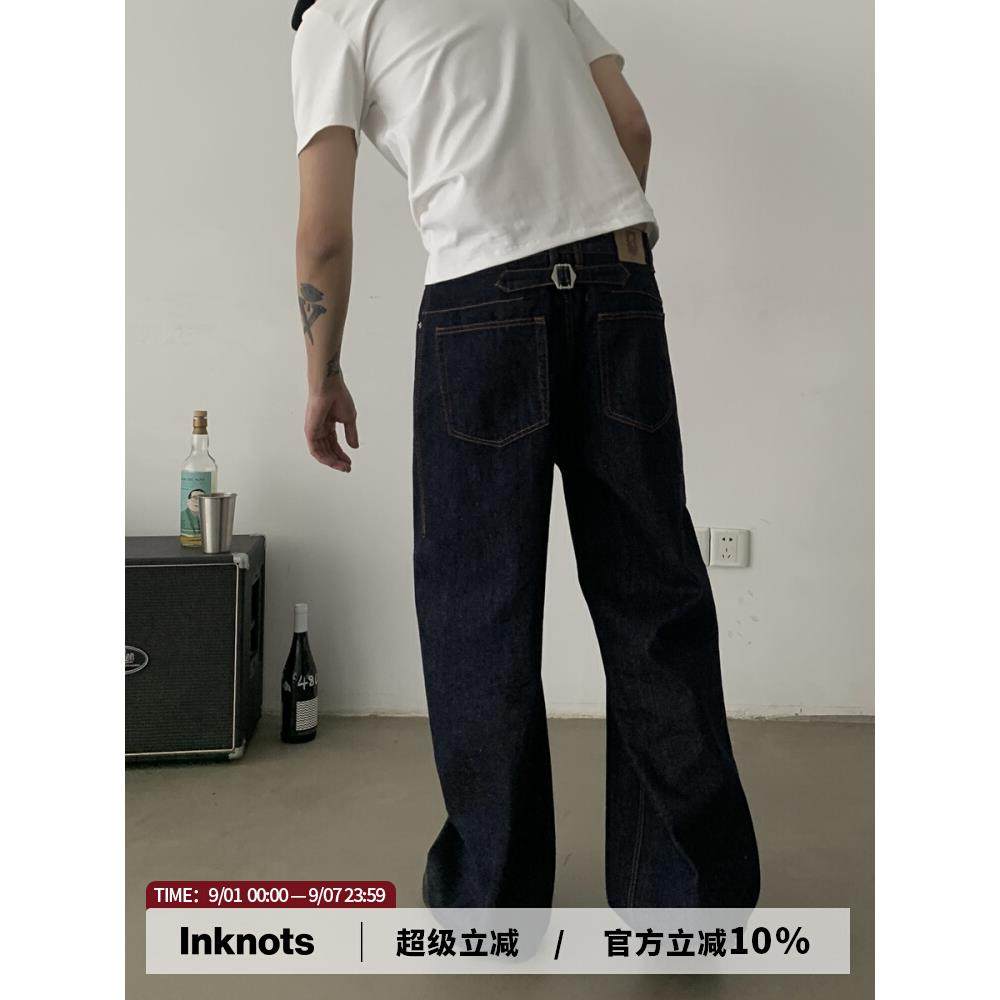 INKNOTS复古巴黎扣直筒单宁原色牛仔裤男女潮牌cleanfit宽松长裤,男装,牛仔裤,淘宝优惠券,粉丝福利购,淘宝优惠卷