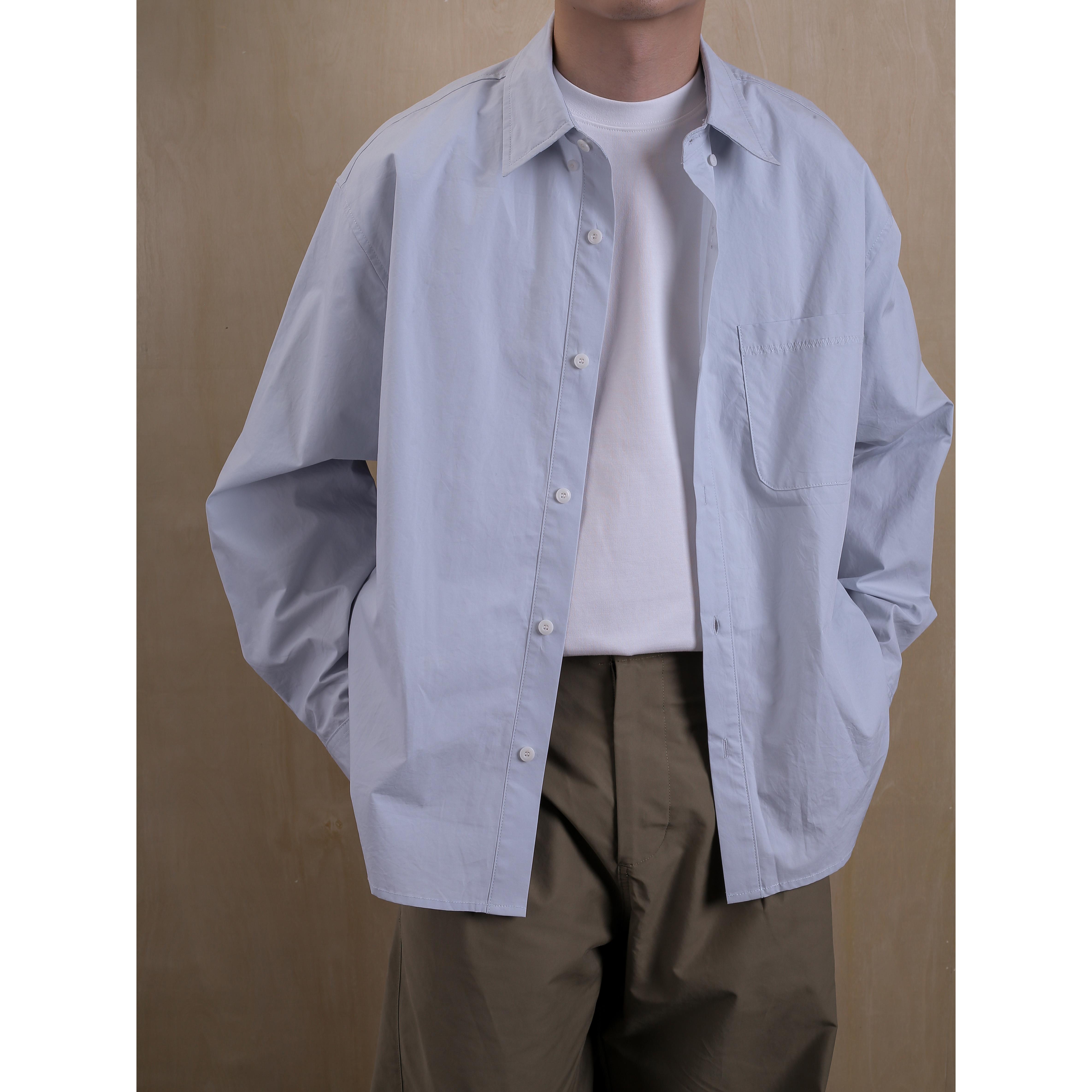 AWT24AW 高密度洗水棉 简约宽松休闲日常通勤 纯色长袖衬衫男女