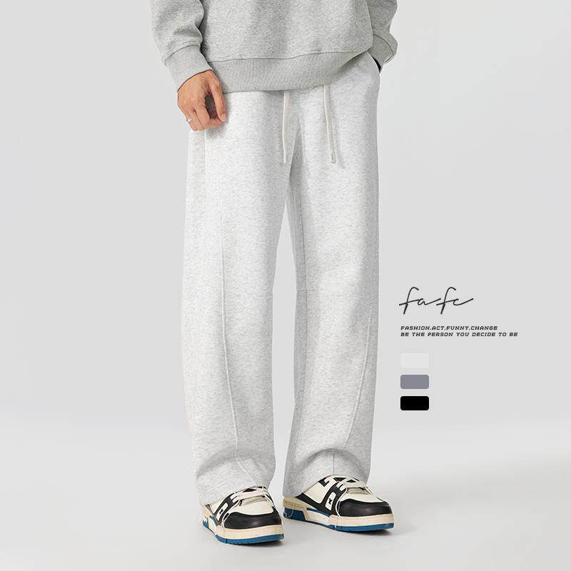 FAFC春季新款重磅弯刀卫裤男美式潮牌宽松休闲直筒阔腿运动长裤子