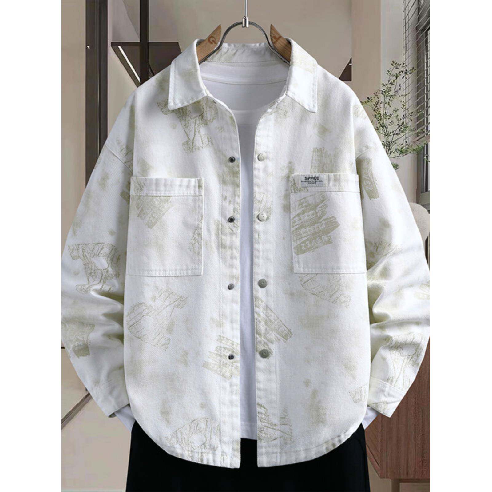 水洗纯棉长袖衬衫外套男2026新款潮牌高级感痞帅青少年牛仔夹克衫