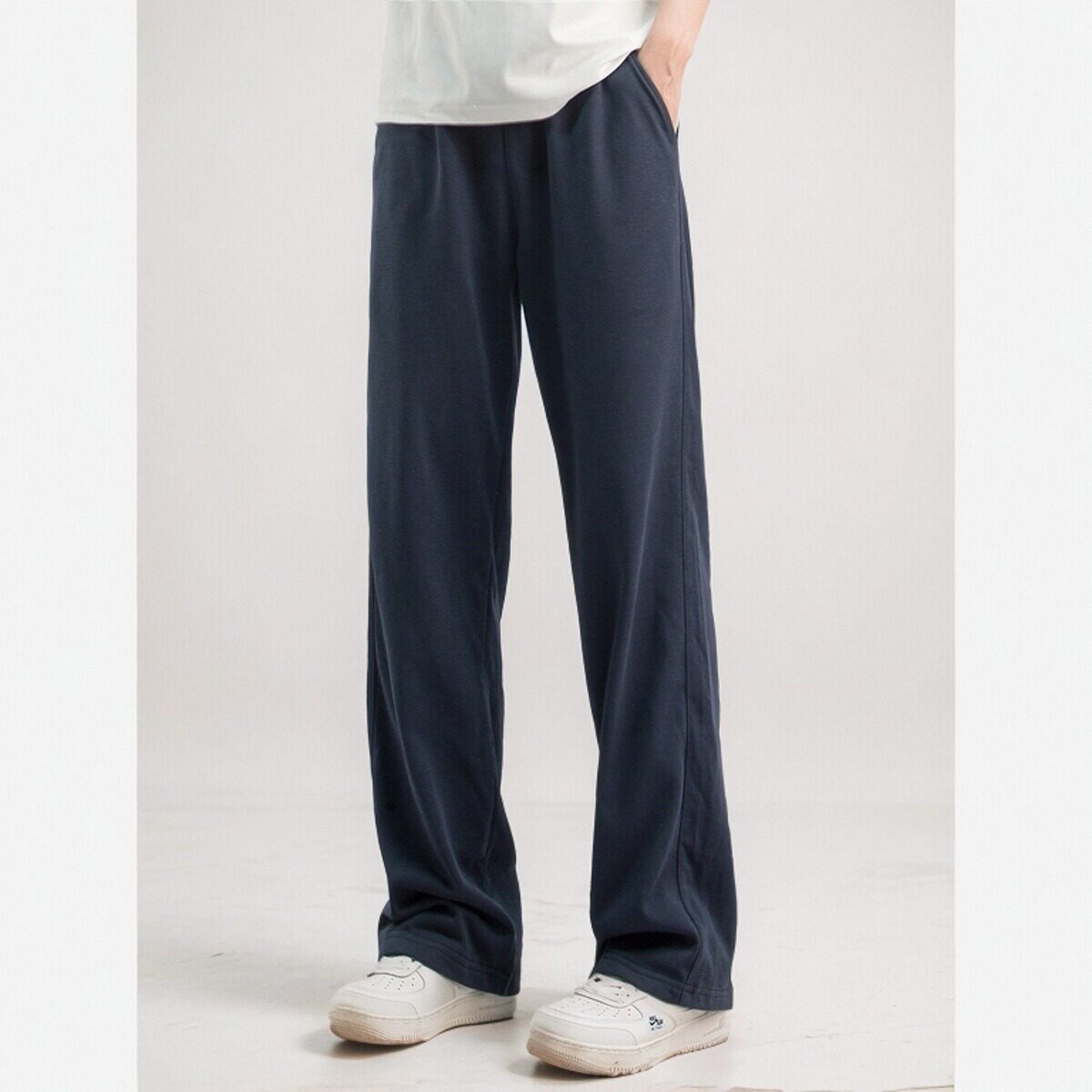 春季新款宝蓝色休闲直筒裤运动裤日系男生卫裤垂感宽松裤子男