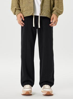 PKL 重磅灰色卫裤男春夏宽松直筒大码黑色阔腿美式休闲运动裤百搭