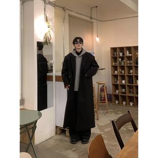 Med老叔 秋冬季垫肩大衣男中长款过膝韩系风衣宽松百搭高级感外套