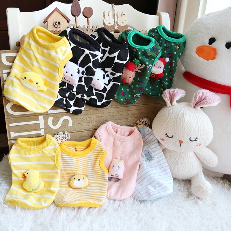 超小宠物衣服多彩条烫画奶狗衣可狗宠物服装/雨衣