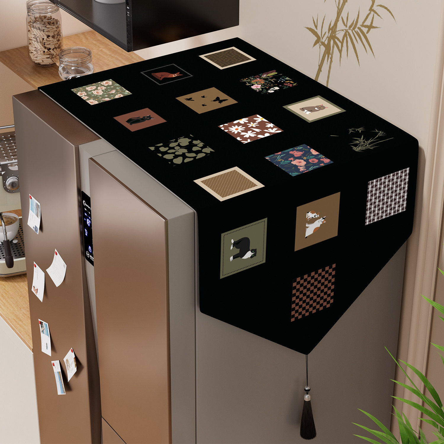 冰箱防尘罩顶盖布单双开门高级感冰箱罩盖巾洗衣机微波炉防灰尘布