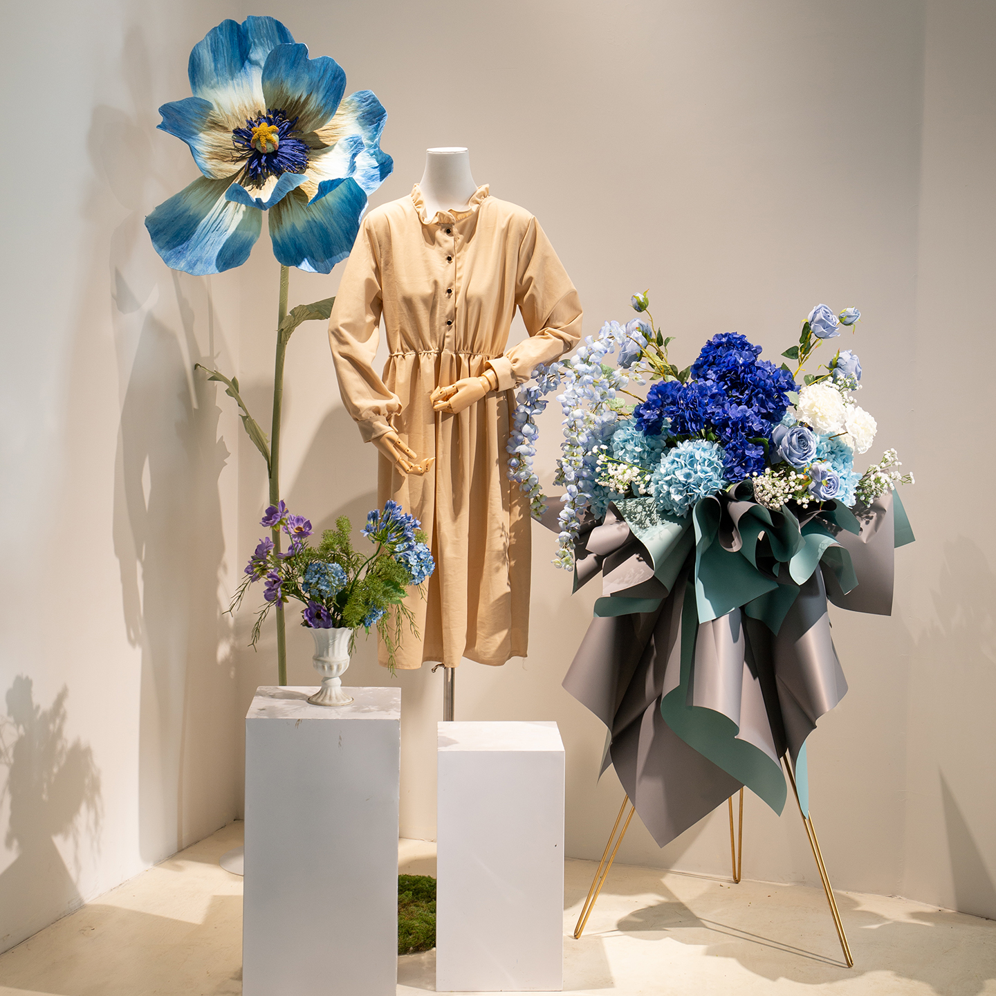 假花仿真花珠宝服装迎宾花篮开业花束橱窗陈列道具交车区布置花卉