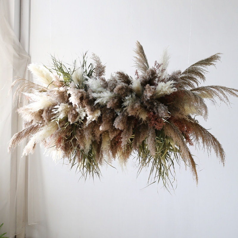 干芦苇插花室内装饰美陈吊顶花艺装饰摄影背景道具商业橱窗花艺