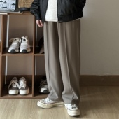 日常通勤弹力休闲垂感cleanfit直筒中缝慵懒西裤 B东日系男装 四季
