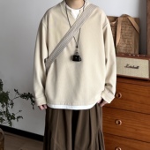 BUTQIU日系复古秋冬华夫格假两件薄卫衣男女通勤百搭长袖 T恤上衣