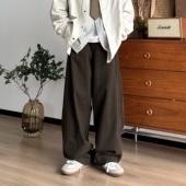 中性宽松软垂秋冬休闲裤 BUTQIU日系复古水洗纯色美式 松弛感弯刀裤