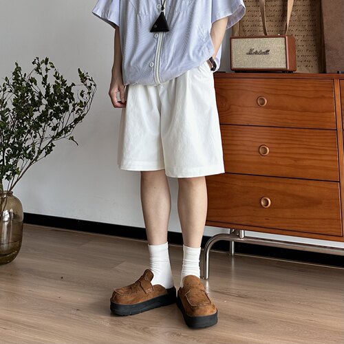BUTQIU日系简约纯色短裤男女夏季通勤日常宽松百搭五分裤阔腿裤