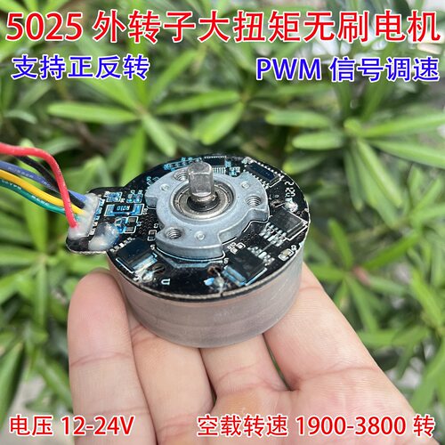5025筋膜枪稀土中强磁外转子无刷电机12V-24V大扭矩正反转pwm调速