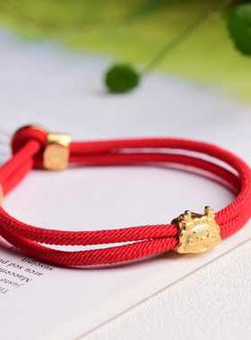 SHAHD晶字塔 925银龙饺龙年红绳古法掐丝工艺绞股绳手链古风吉祥