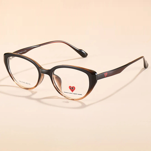 查尔斯桃心眼镜框近视女复古猫眼玳瑁色眼镜防蓝光素颜眼镜CH2145