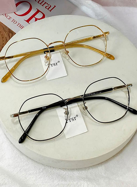 帕莎prsr眼镜韩版女圆形复古金属镜框可配高度近视眼镜架66381