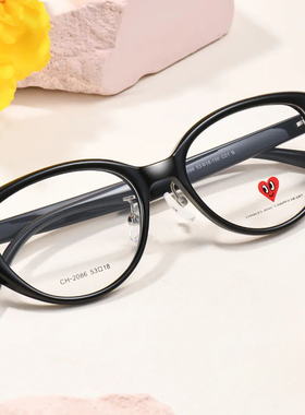 查尔斯桃心眼镜复古猫眼时尚显瘦眼镜架黑框可配度数素颜眼镜2086