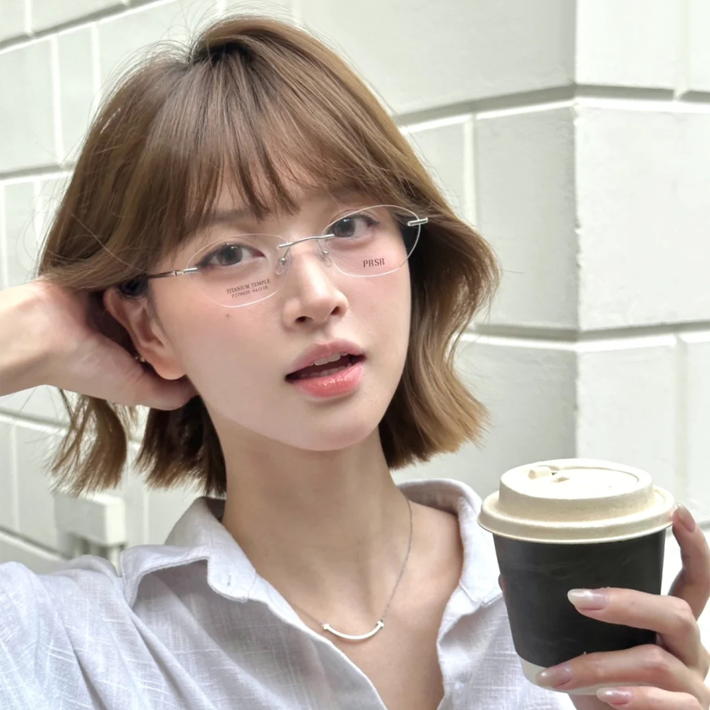 帕莎无框眼镜多边形猫眼
