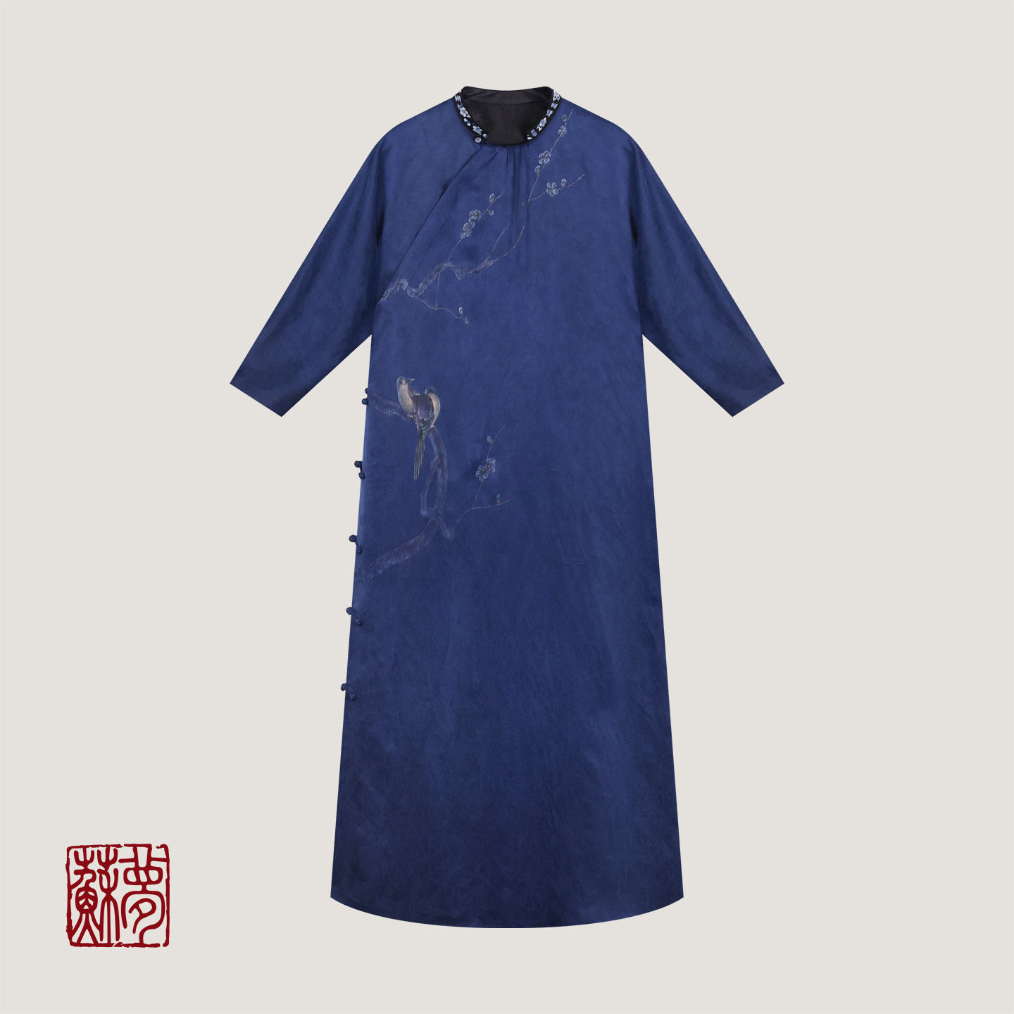 {苏梦}【观山月】香云纱中式手绘大袍0101622