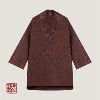{苏梦}【禅】香云纱枝繁叶茂V领上衣01031809