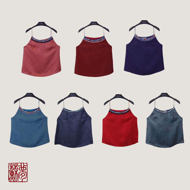 {苏梦}【夏日专享】多色肚兜桑蚕丝手绣吊带0104448   0104443
