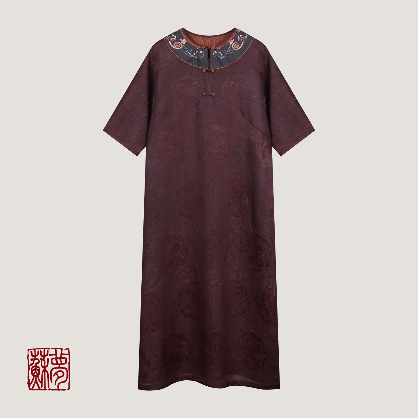 {苏梦}【鸾栖瑜】手绣香云纱大袍0101638