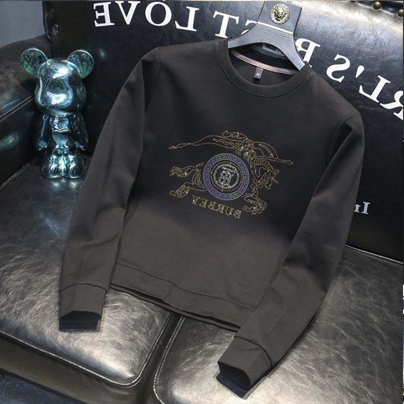 圆领卫衣男士秋冬季2024新款潮牌烫钻修身百搭外套纯棉休闲套头衫