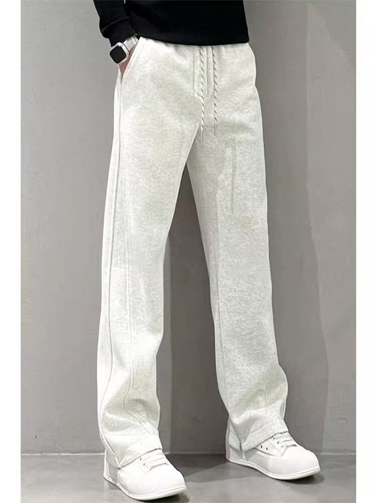 灰色卫裤男春秋冬季新款潮牌痞帅直筒休闲裤宽松阔腿小脚运动裤子