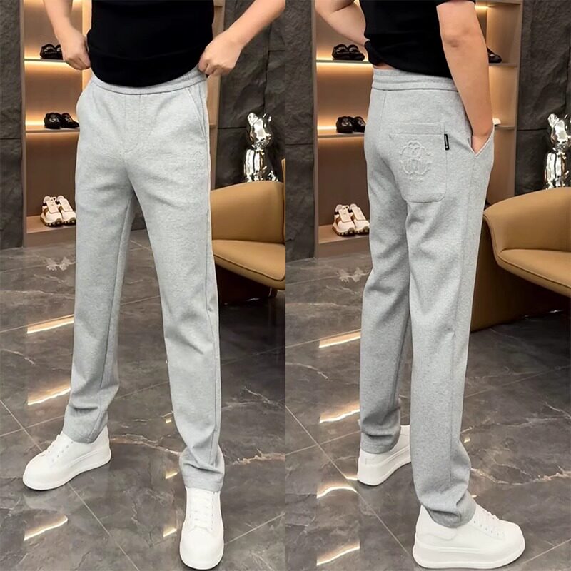 休闲裤男春秋季2025新款潮牌修身弹力直筒运动裤潮流百搭灰色卫裤