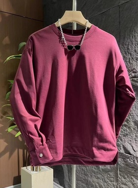 春秋冬男士长袖t恤Trbottomy品牌帅气纯色宽松圆领底运动衫百搭休