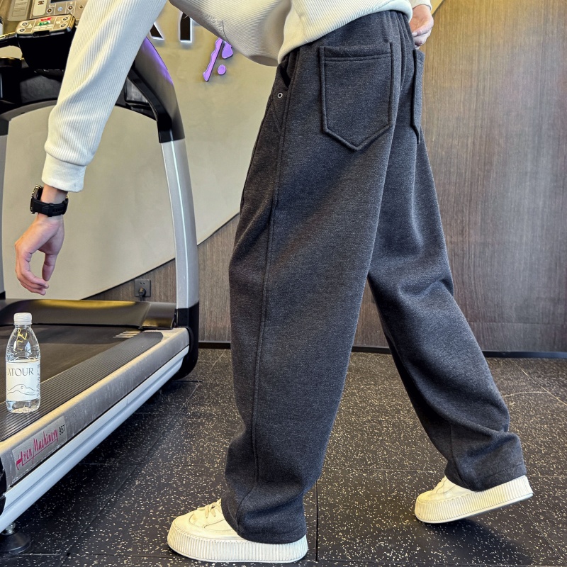 加绒卫裤男款冬季新款潮牌痞帅加厚垂感运动裤宽松直筒休闲长裤子