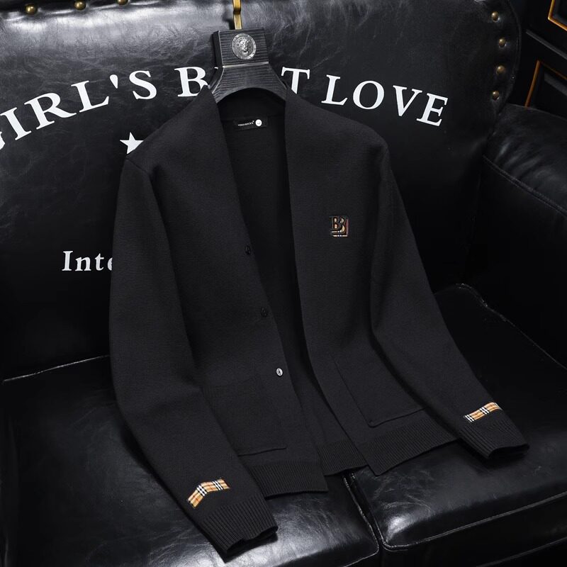 针织开 衫外套男秋冬季韩版修身设计感V领毛衣男生百搭休闲 上衣