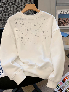 满天星圆领卫衣男款秋冬季潮牌加绒加厚美式休闲痞帅百搭宽松外套